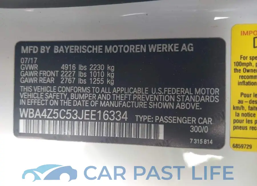 WBA4Z5C53JEE16334# 9