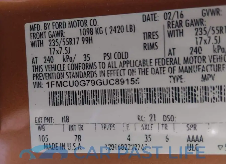 1FMCU0G79GUC89155# 9