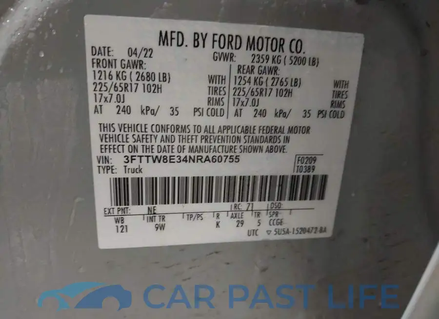 3FTTW8E34NRA60755# 9