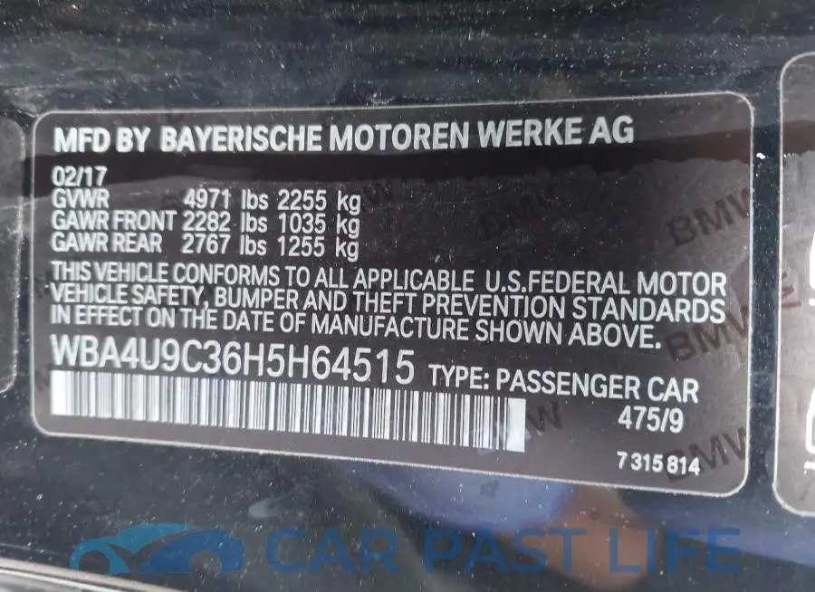 WBA4U9C36H5H64515# 9