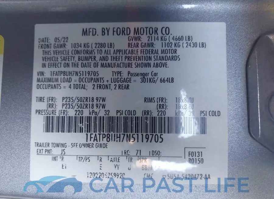 1FATP8UH7N5119705# 9