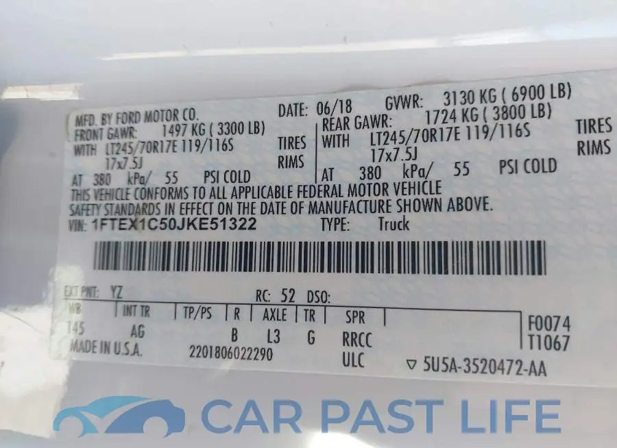 1FTEX1C50JKE51322# 8