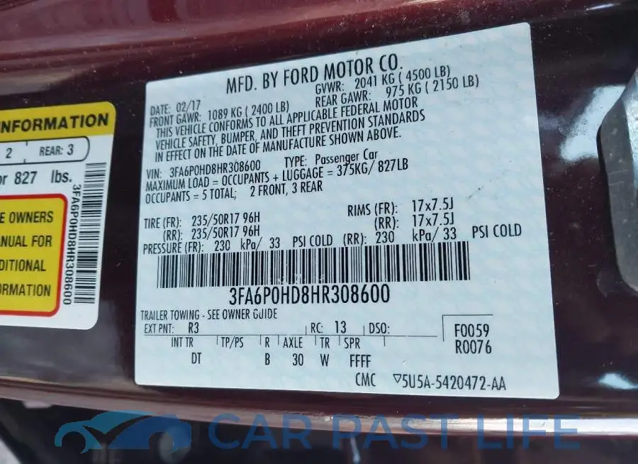 3FA6P0HD8HR308600# 9