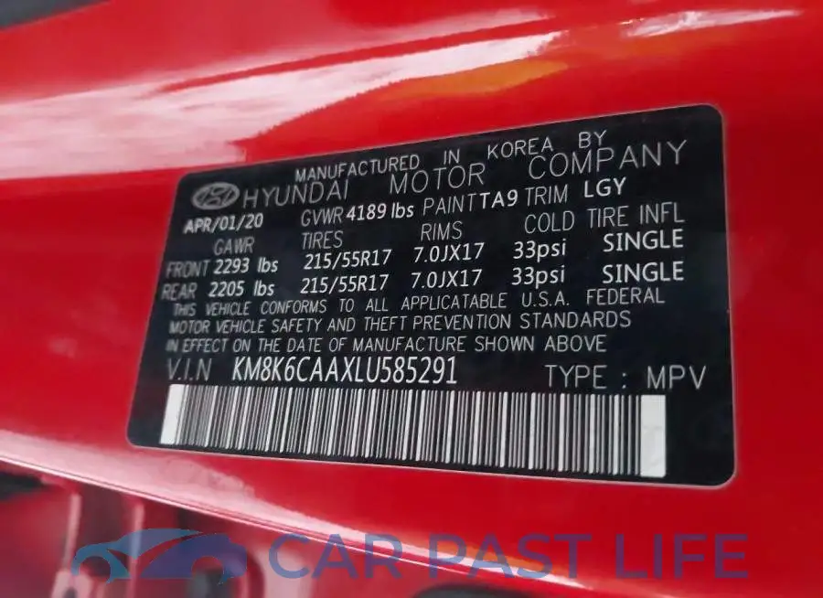 KM8K6CAAXLU585291# 9