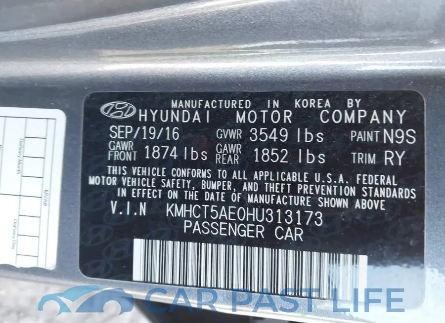 KMHCT5AE0HU313173# 9