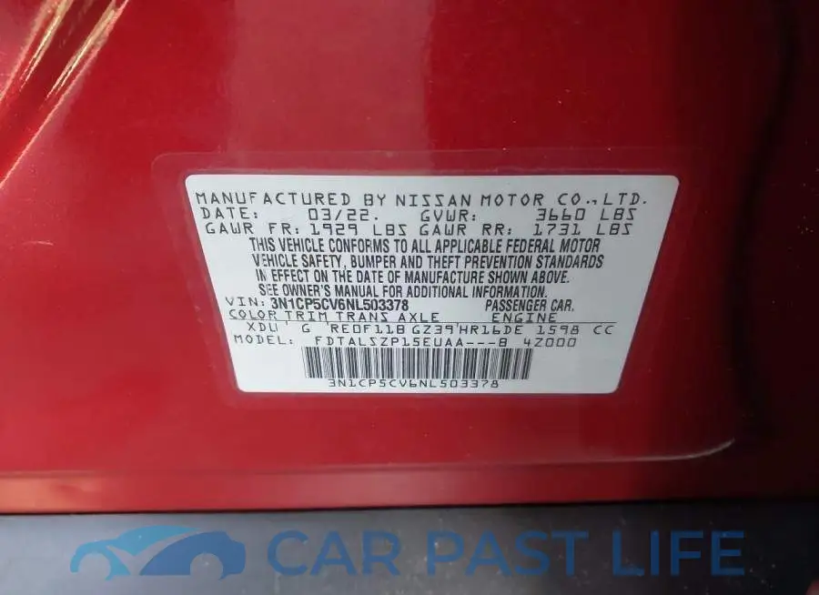 3N1CP5CV6NL503378# 9