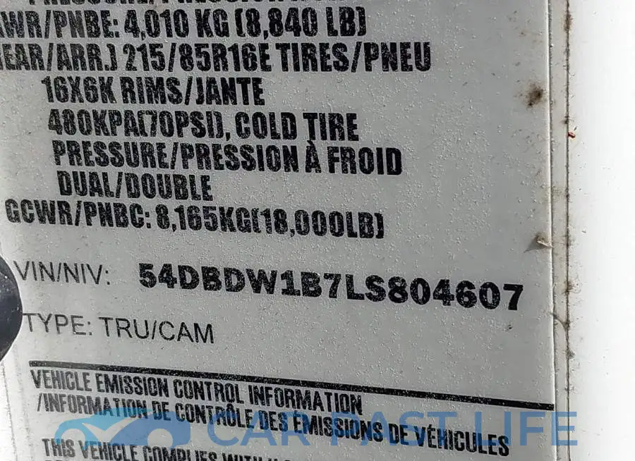 54DBDW1B7LS804607# 9