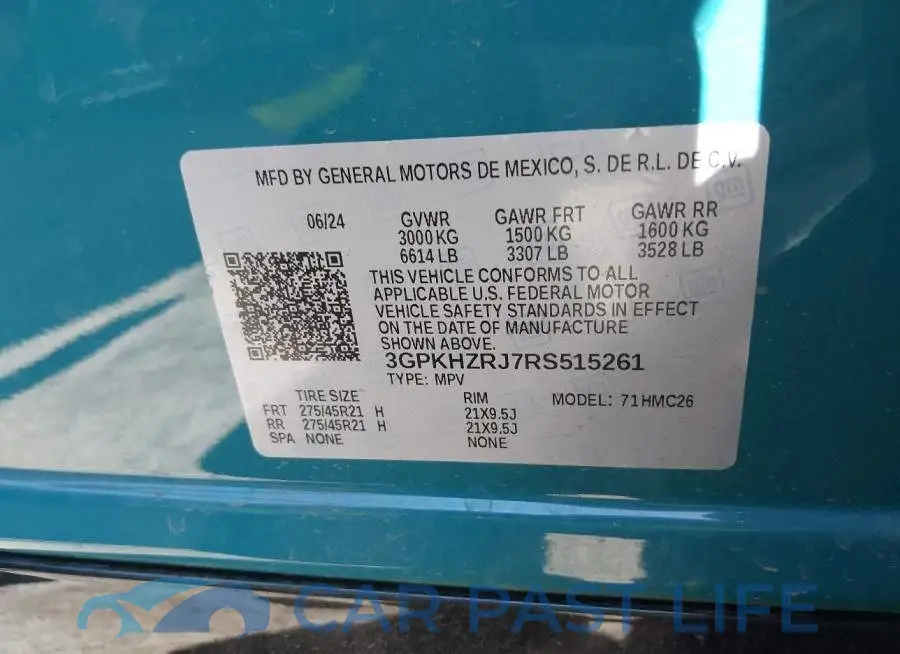 3GPKHZRJ7RS515261# 9