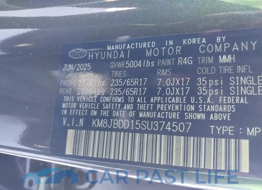 KM8JBDD15SU374507# 9