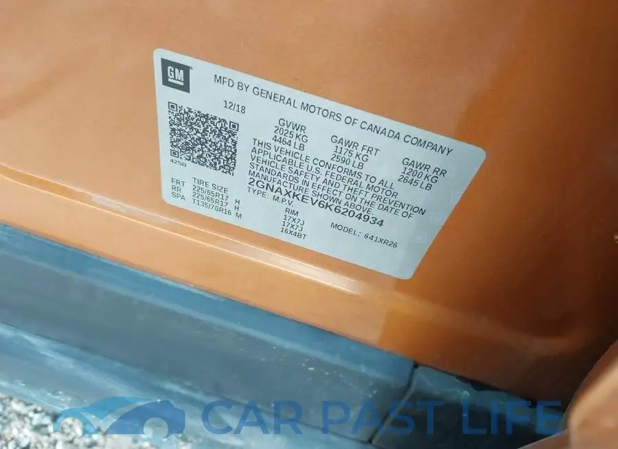 2GNAXKEV6K6204934# 9