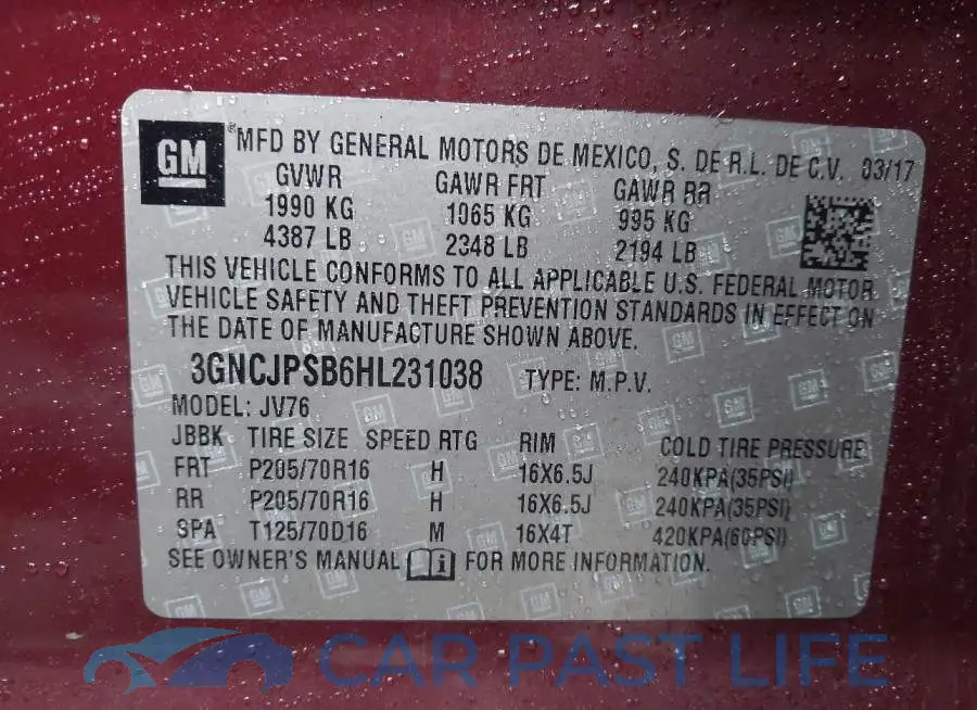 3GNCJPSB6HL231038# 9