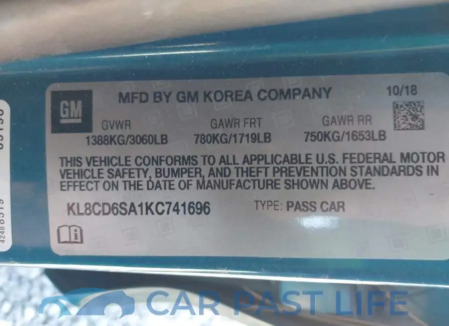 KL8CD6SA1KC741696# 9