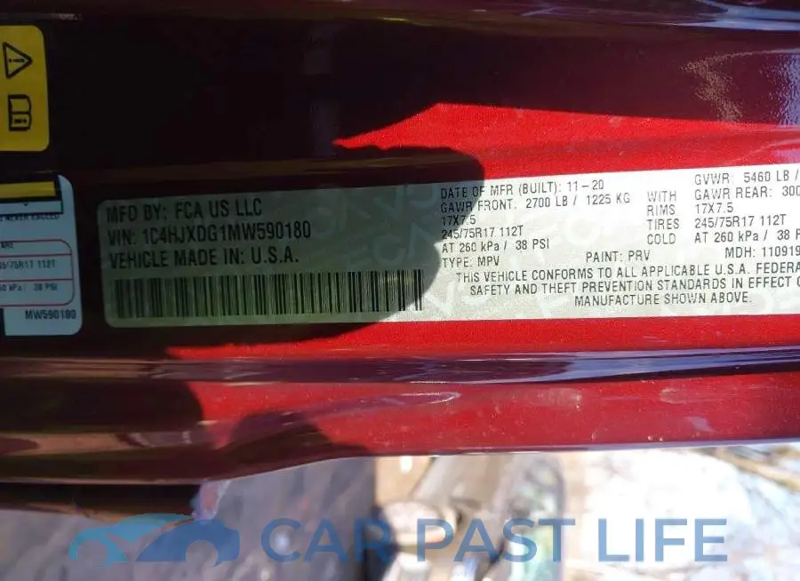 1C4HJXDG1MW590180# 9