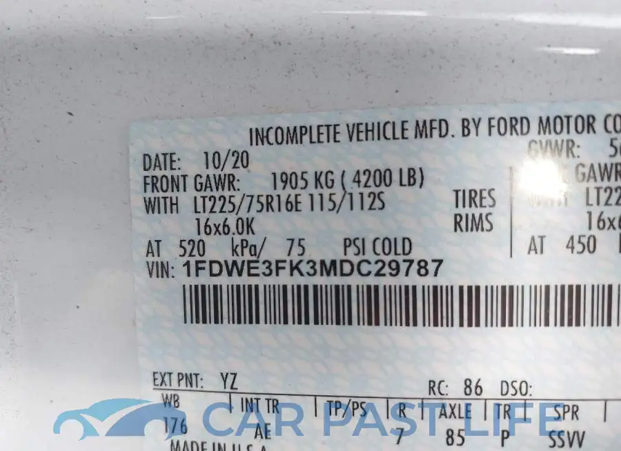 1FDWE3FK3MDC29787# 8