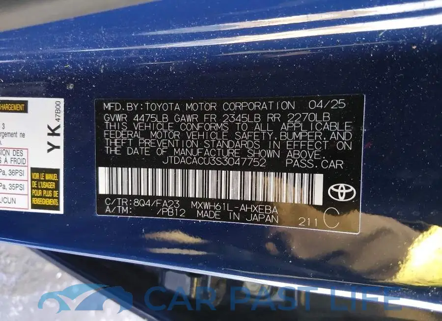 JTDACACU3S3047752# 9