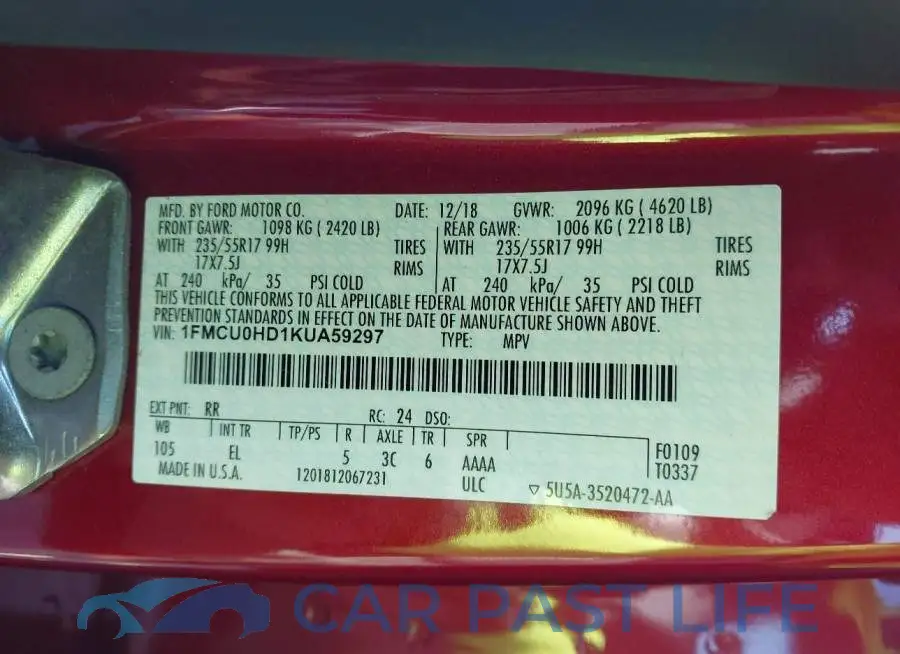 1FMCU0HD1KUA59297# 9