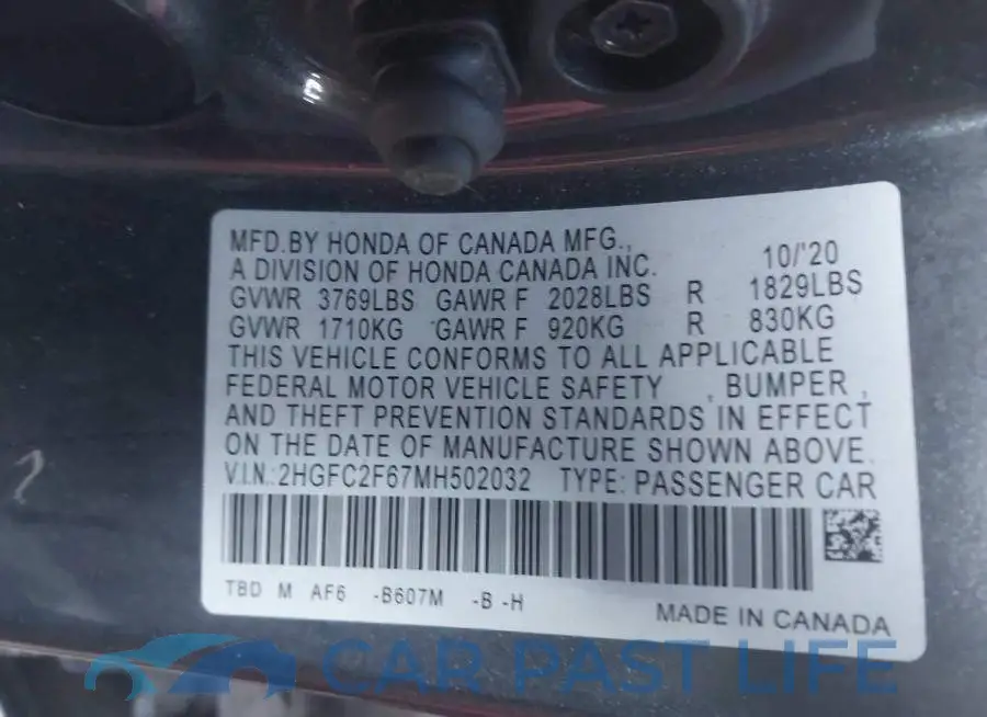 2HGFC2F67MH502032# 9