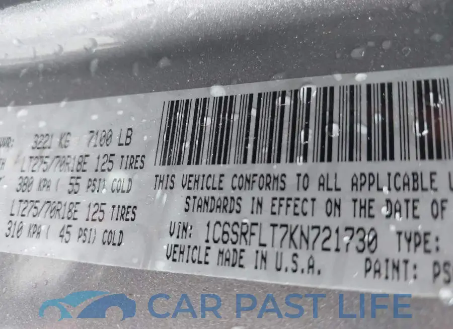 1C6SRFLT7KN721730# 9