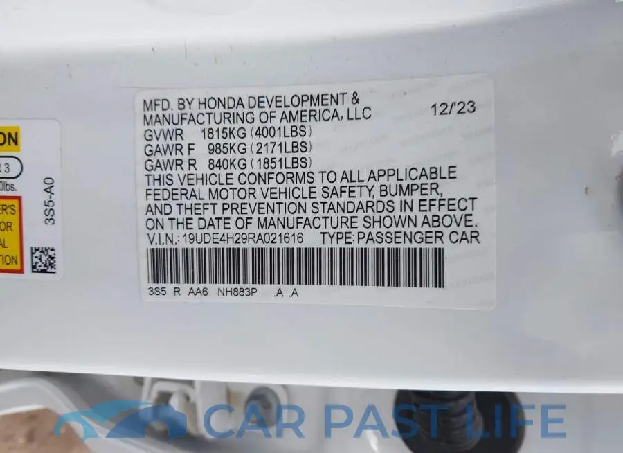 19UDE4H29RA021616# 9
