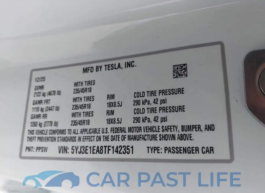 5YJ3E1EA8TF142351# 9