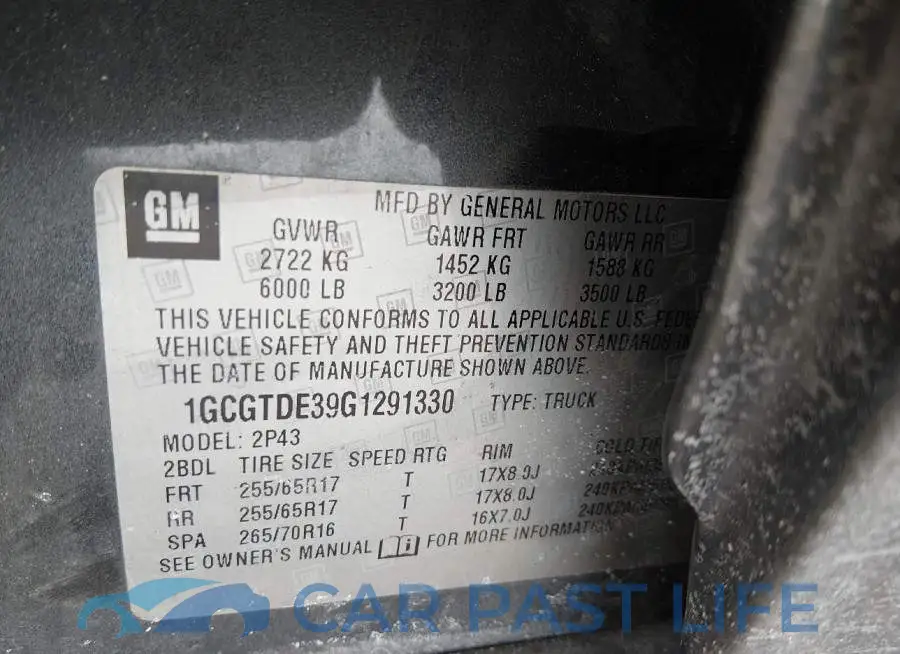 1GCGTDE39G1291330# 9