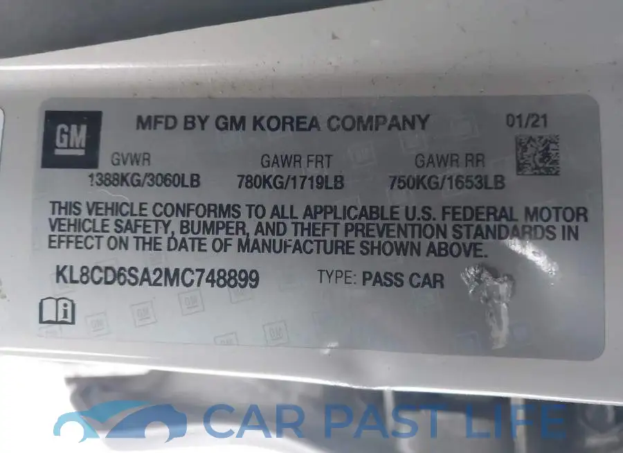 KL8CD6SA2MC748899# 9