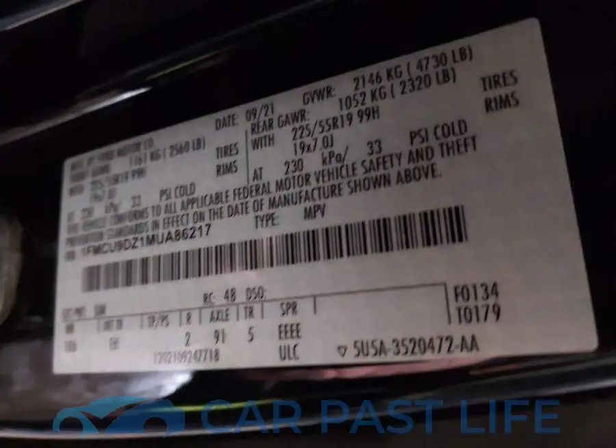 1FMCU9DZ1MUA86217# 9