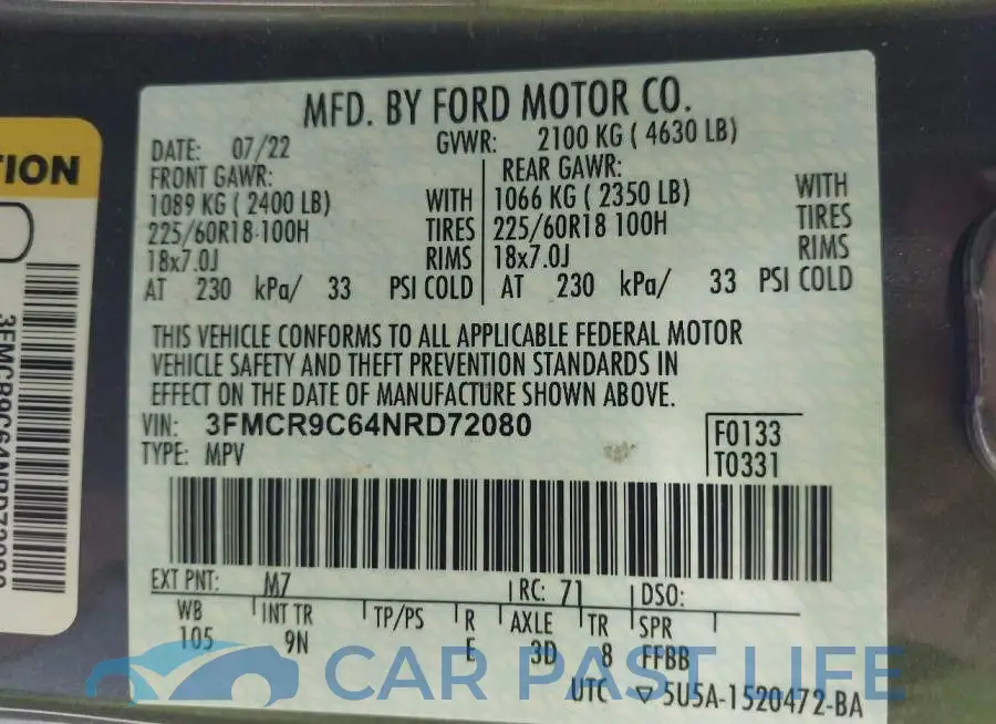 3FMCR9C64NRD72080# 9