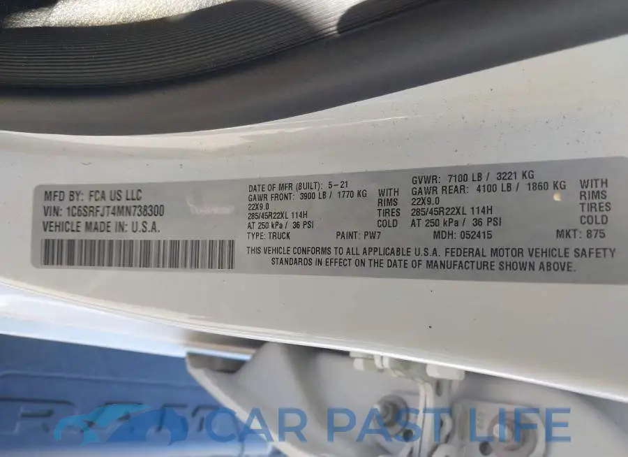 1C6SRFJT4MN738300# 9