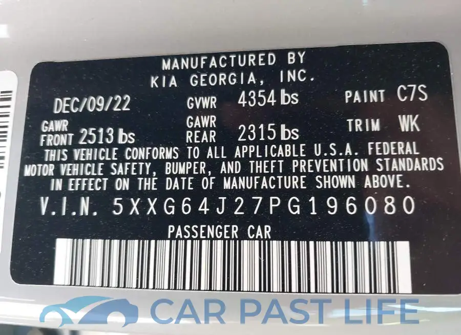 5XXG64J27PG196080# 9
