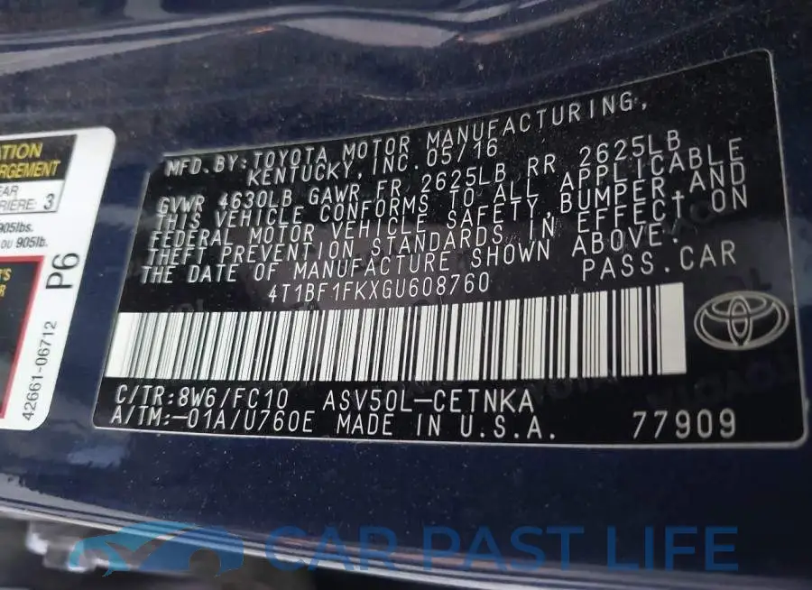 4T1BF1FKXGU608760# 9