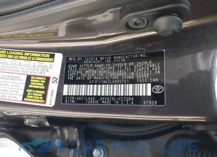 4T1F11AK2LU905751# 9
