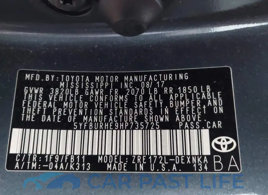 5YFBURHE9HP735725# 9