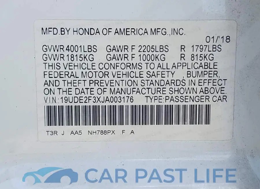 19UDE2F3XJA003176# 9