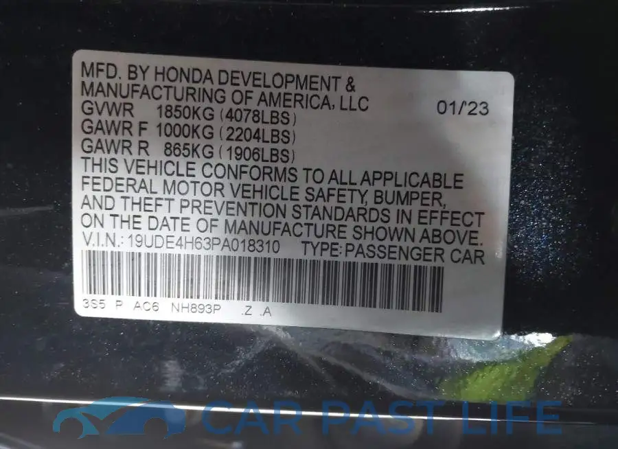 19UDE4H63PA018310# 9