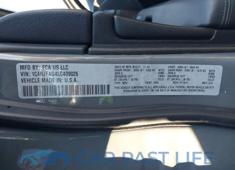 1C4RJFAG4LC409026# 9