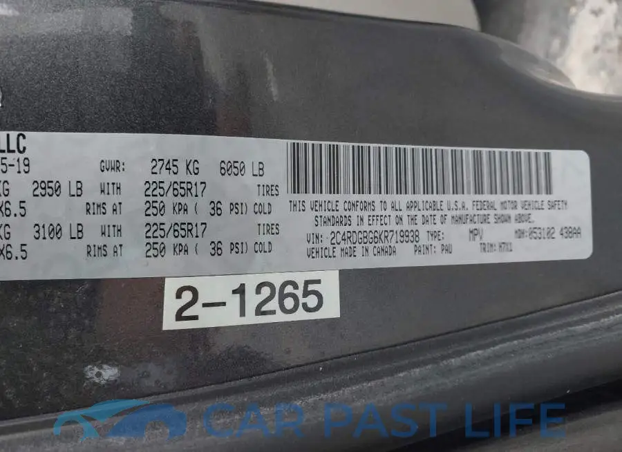 2C4RDGBG6KR719938# 9