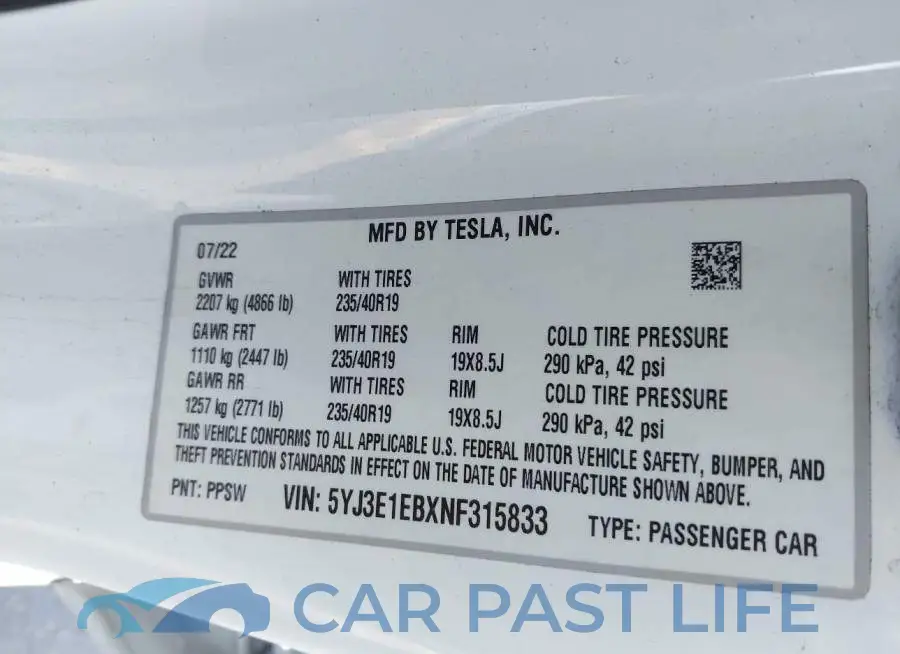5YJ3E1EBXNF315833# 9