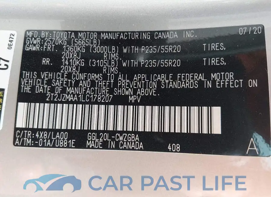 2T2JZMAA1LC178207# 9