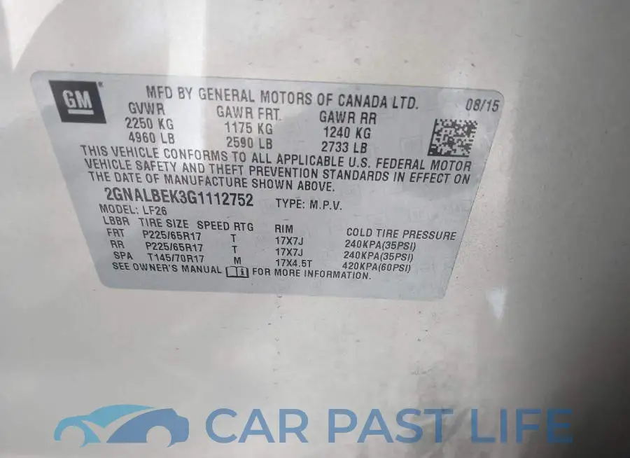 2GNALBEK3G1112752# 9