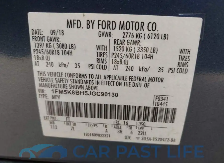1FM5K8BH5JGC90130# 9