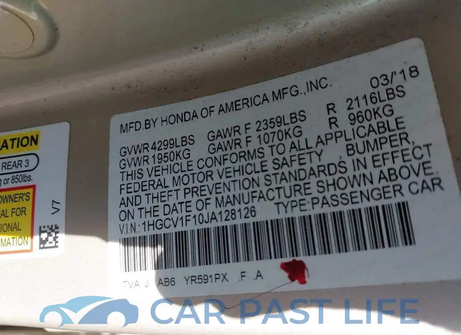 1HGCV1F10JA128126# 9