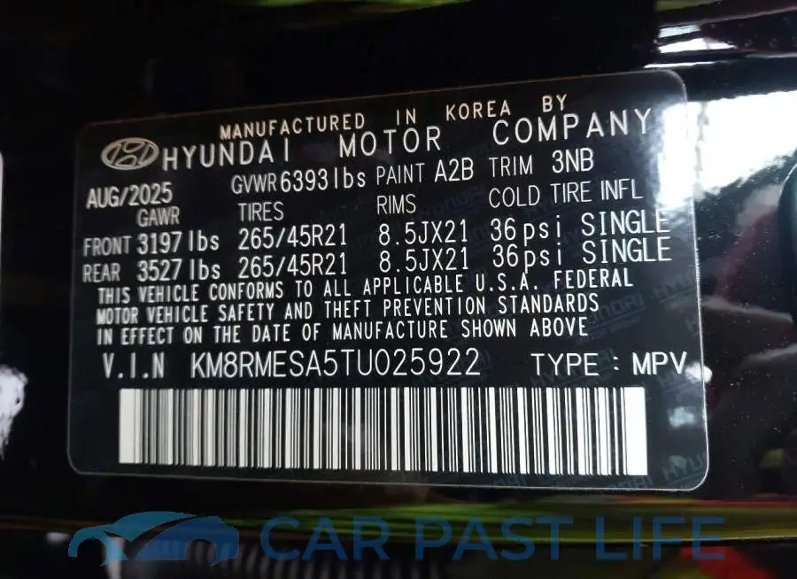 KM8RMESA5TU025922# 9