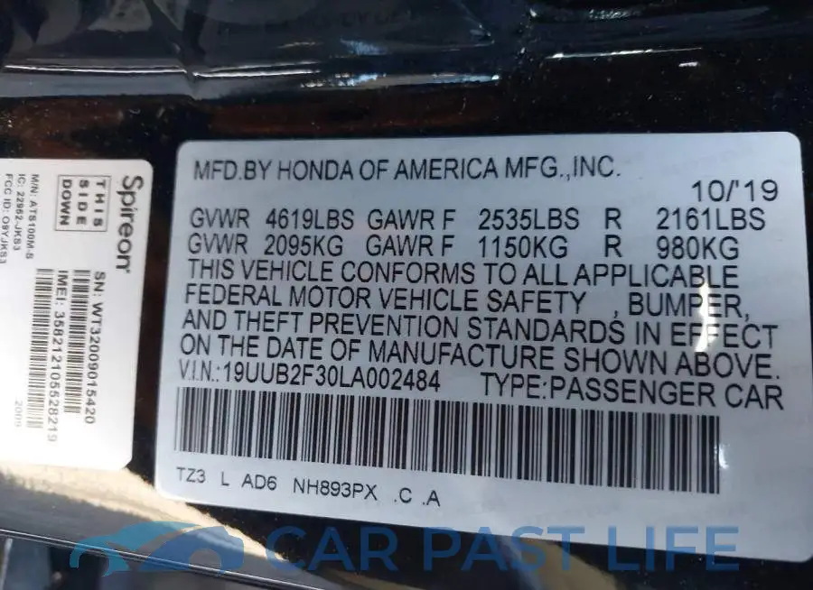 19UUB2F30LA002484# 9