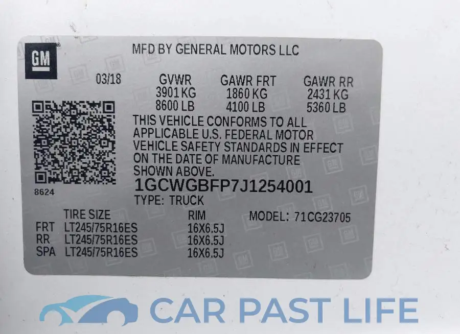 1GCWGBFP7J1254001# 9