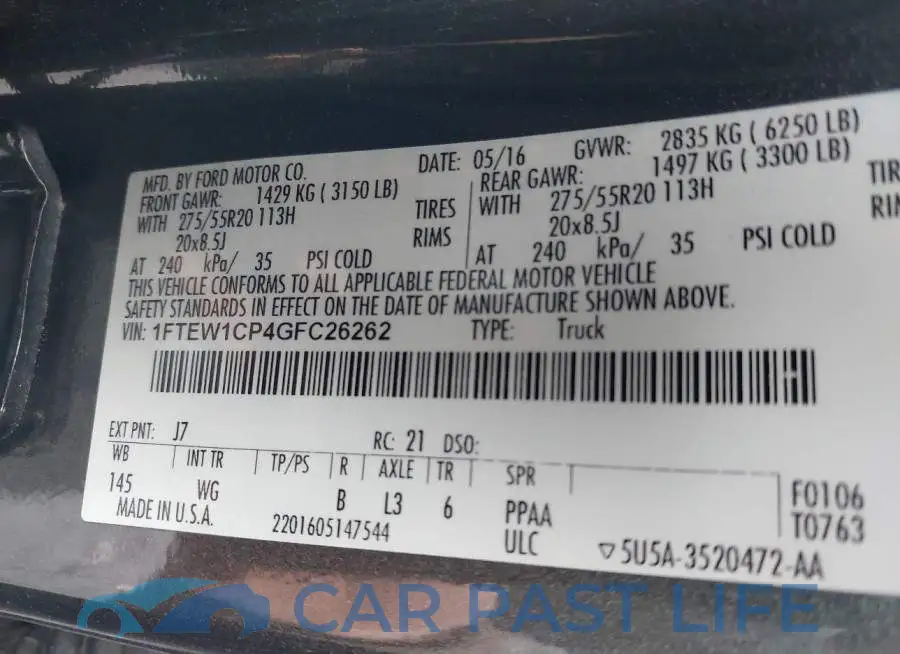 1FTEW1CP4GFC26262# 9