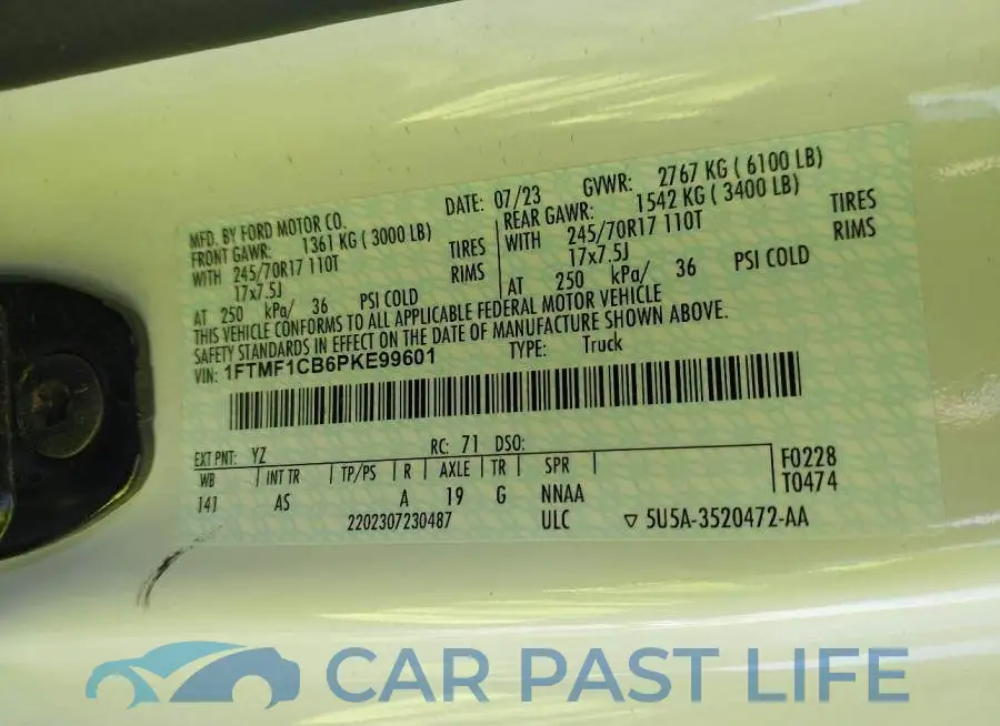 1FTMF1CB6PKE99601# 9