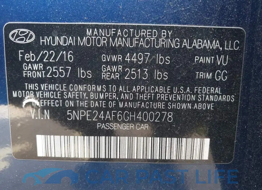5NPE24AF6GH400278# 9