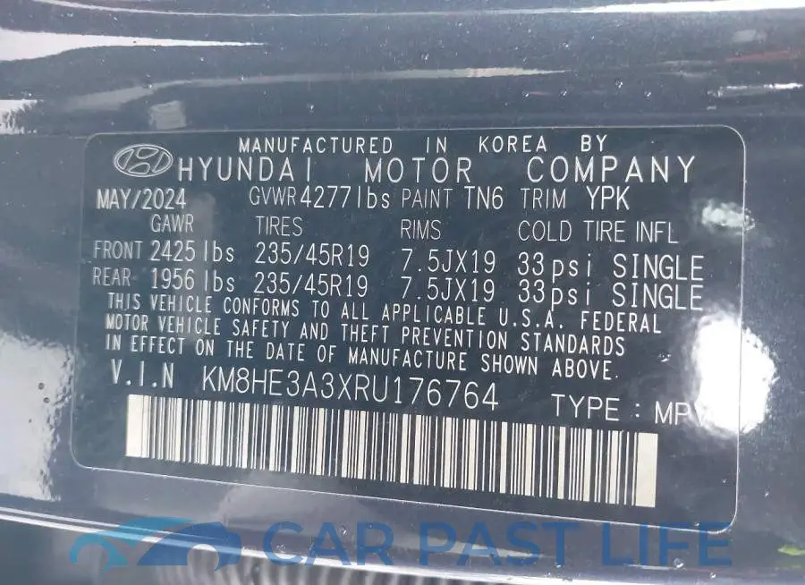KM8HE3A3XRU176764# 9