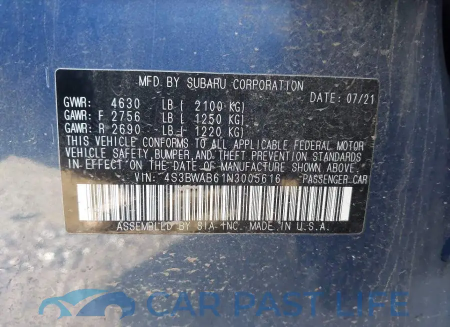 4S3BWAB61N3005616# 9